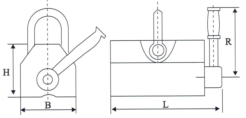 HD型手動(dòng)永磁吸盤(pán)外形尺寸圖