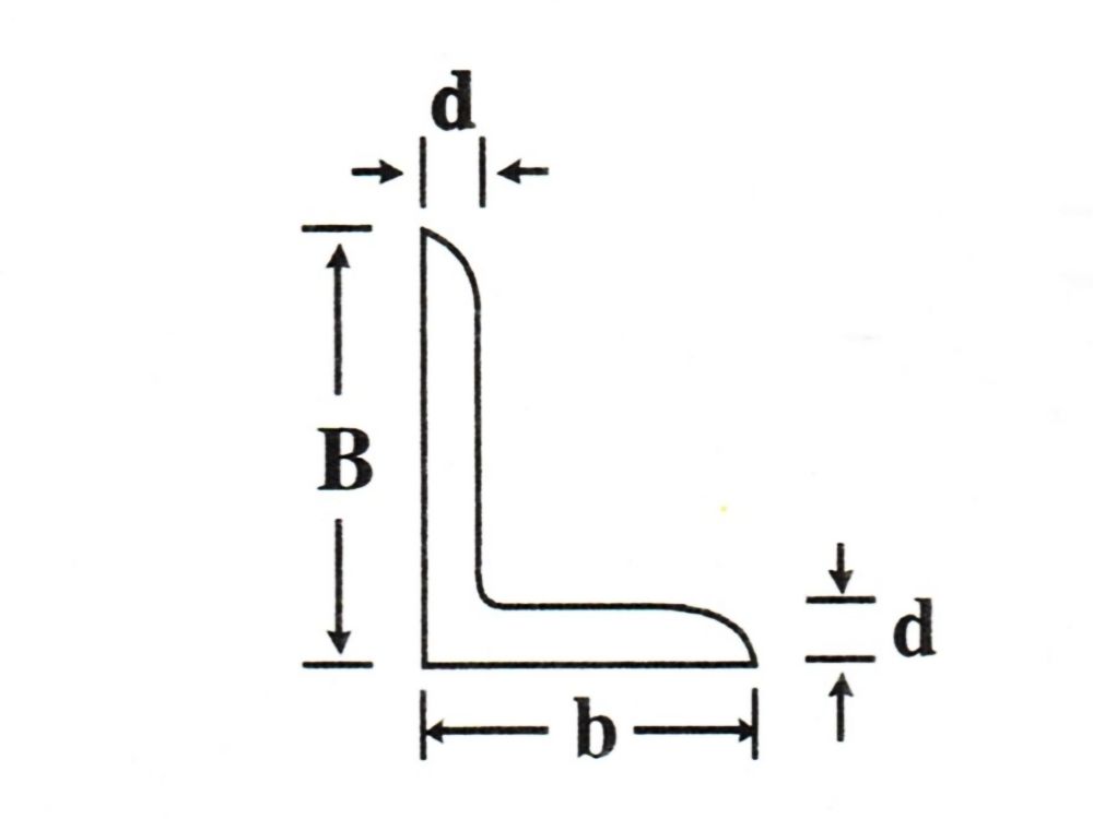 熱軋不等邊角鋼外形尺寸圖