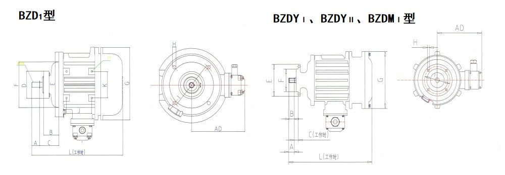 BZDⅠ、BZDYⅠ、BZDYⅡ、BZDMⅠ隔爆型錐形轉(zhuǎn)子三相異步電動機(jī)外形尺寸圖.jpg