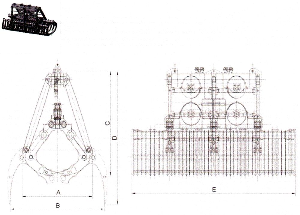 繩索式清污矩形抓斗外形尺寸圖