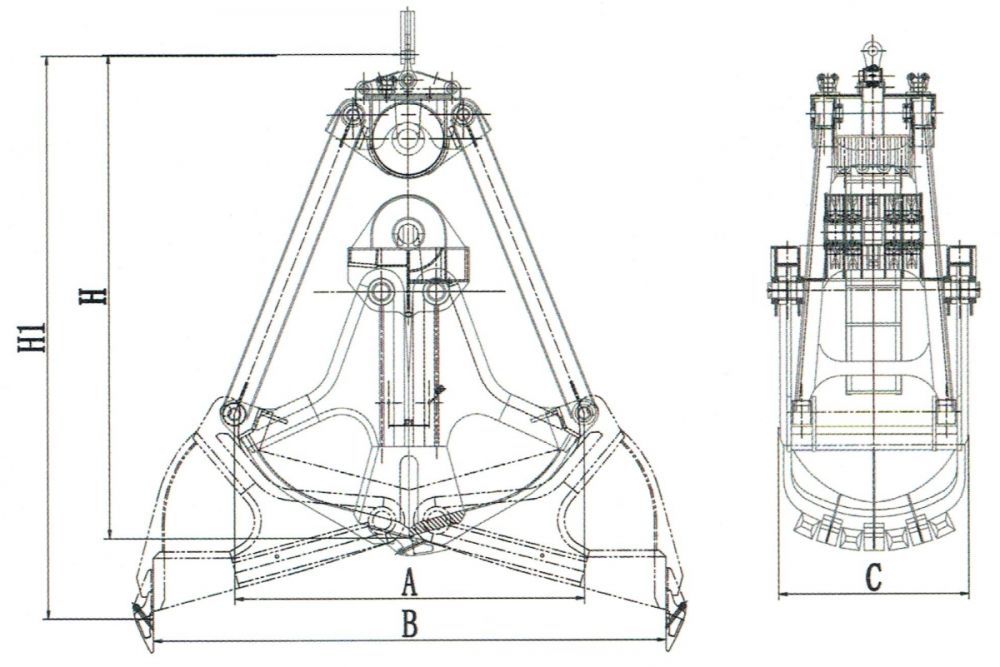 疏浚抓斗外形尺寸圖