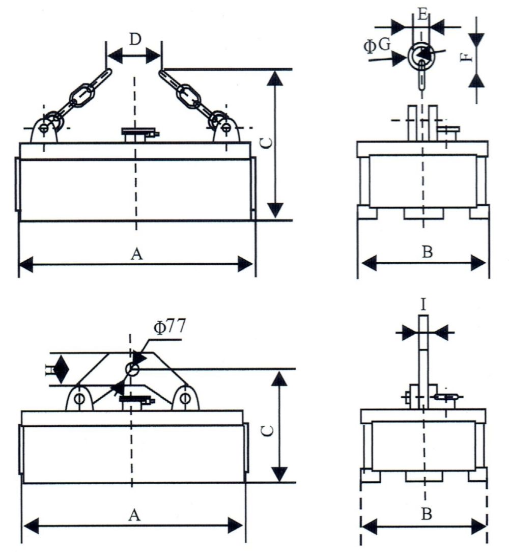 MW22系列電磁鐵外形尺寸圖